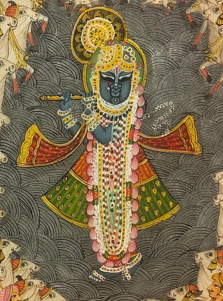 5x3 feet Authentic Jaipur Painting Shreenath ji Amavasya  | SHOBITAM