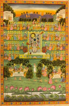 3x4 feet Authentic Jaipur Painting Shreenath ji and Gopi Raas  | SHOBITAM