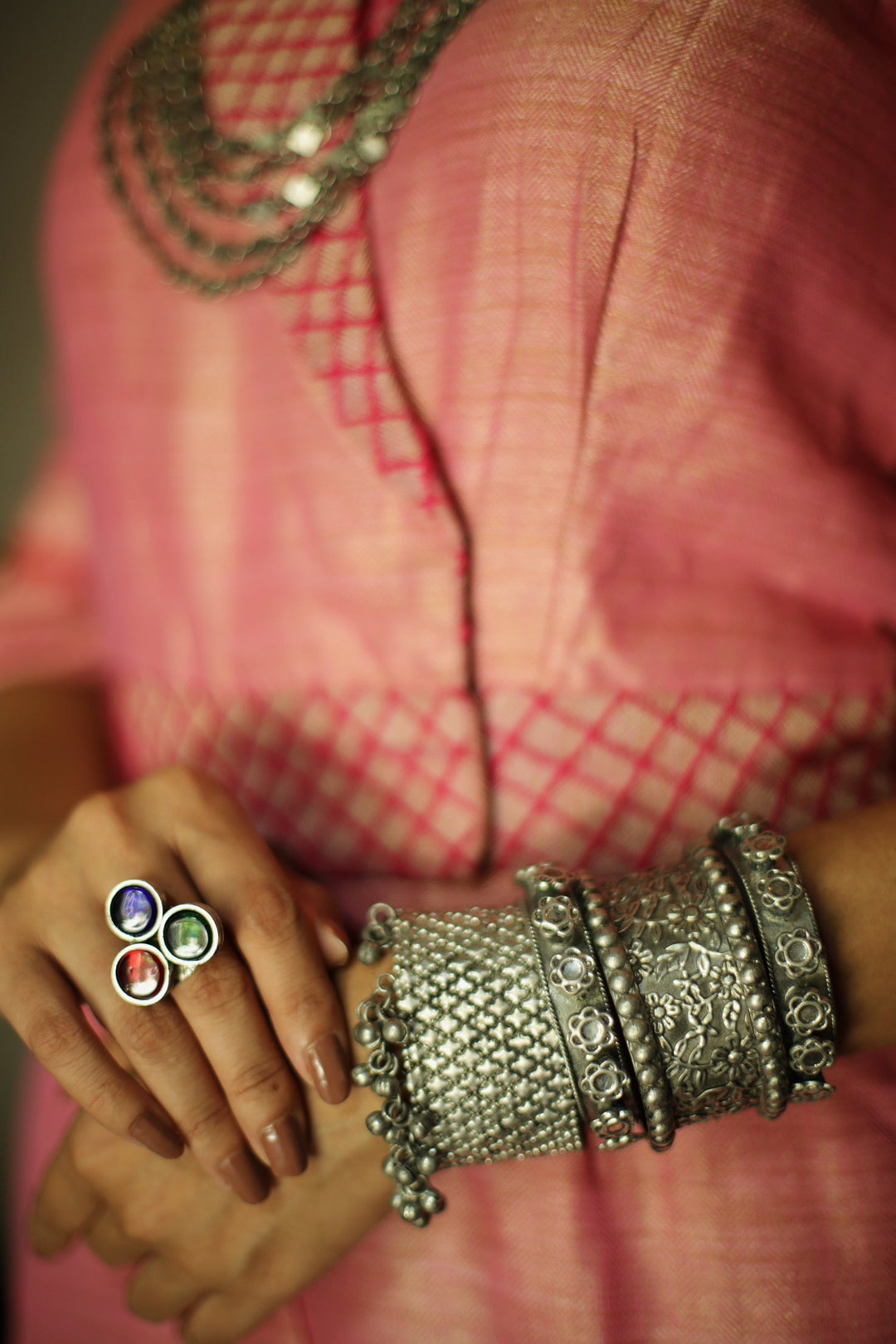 Silver Studded Bracelet | SHOBITAM