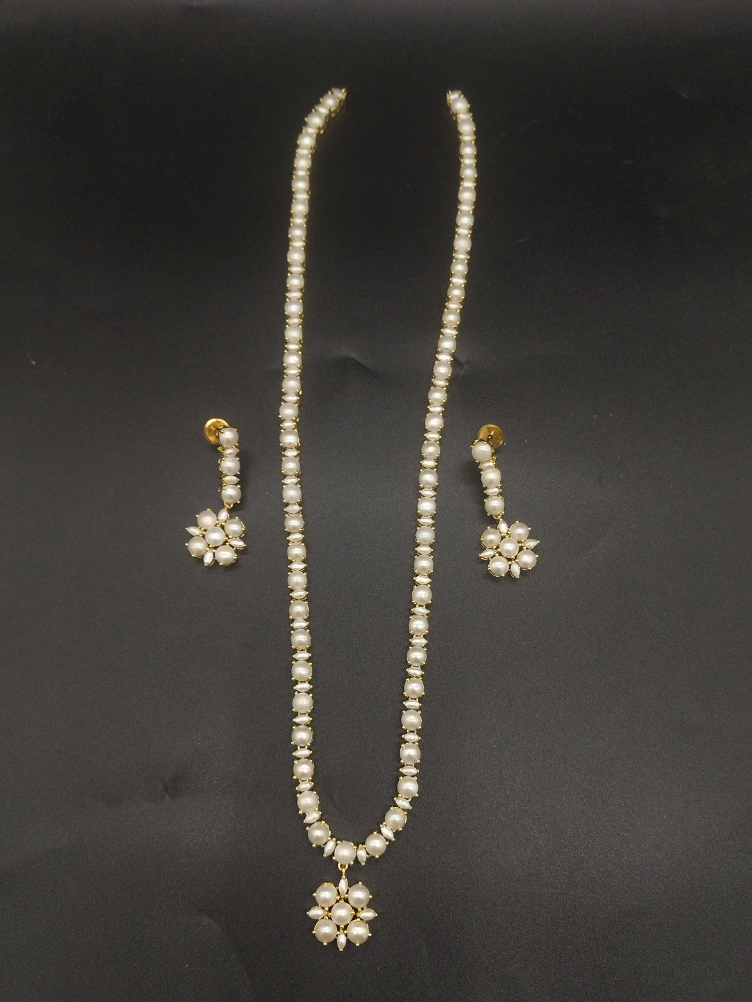 Pearl Blossom Freshwater Pearl Long Haram Set | SHOBITAM