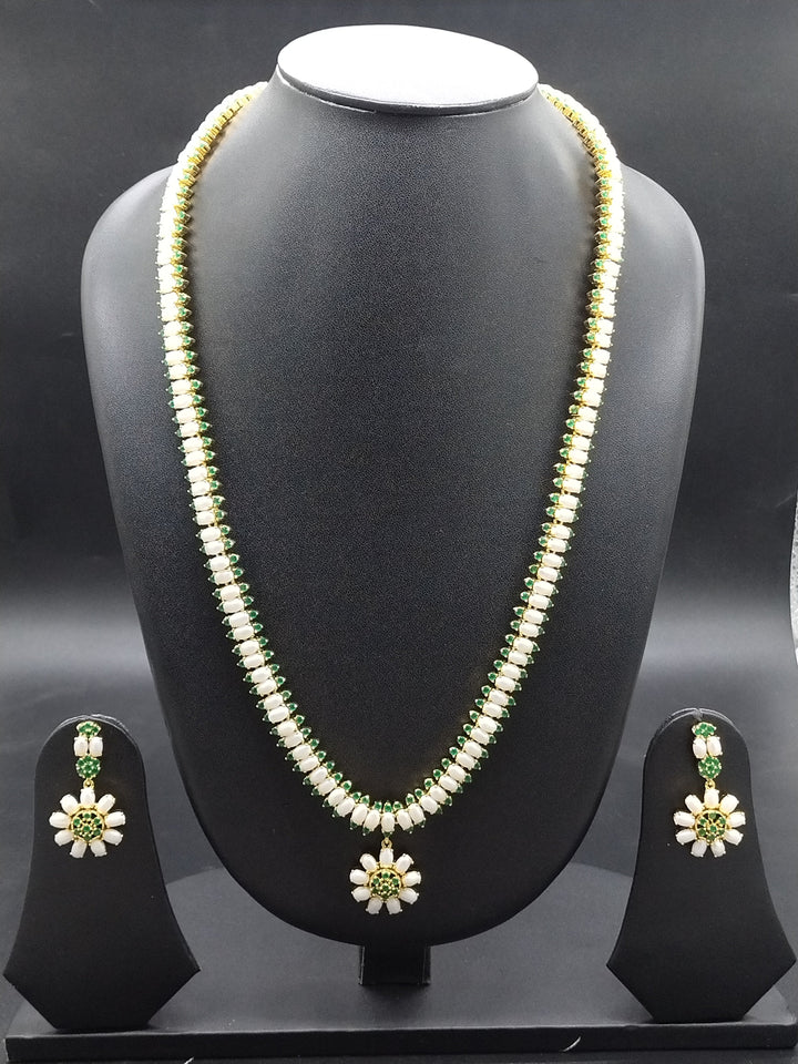 Emerald Grace Freshwater Pearl Long Haram Set | SHOBITAM