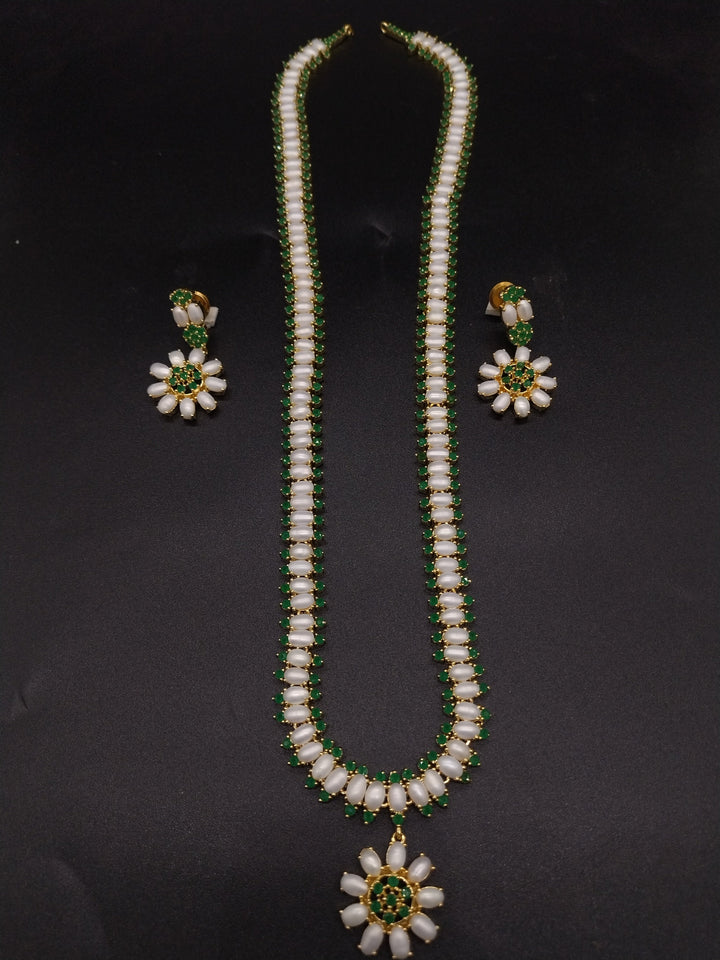 Emerald Grace Freshwater Pearl Long Haram Set | SHOBITAM