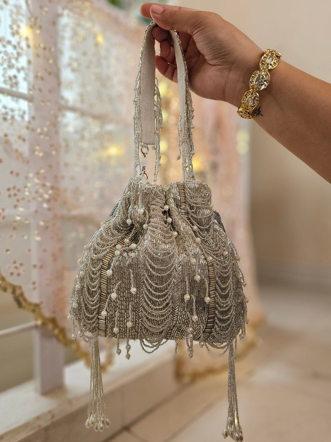 Sitara Potli Silver Embroidery Bag