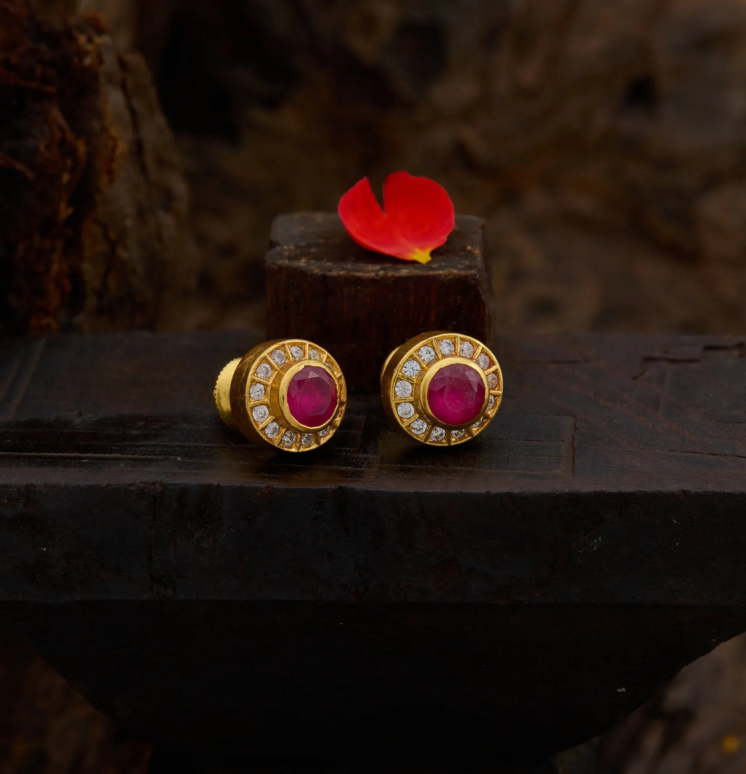 Pure 92.5 Gold Polish Lal Chamak Studs