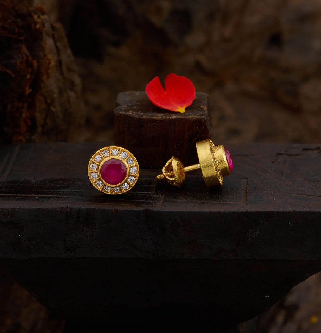 Pure 92.5 Gold Polish Lal Chamak Studs