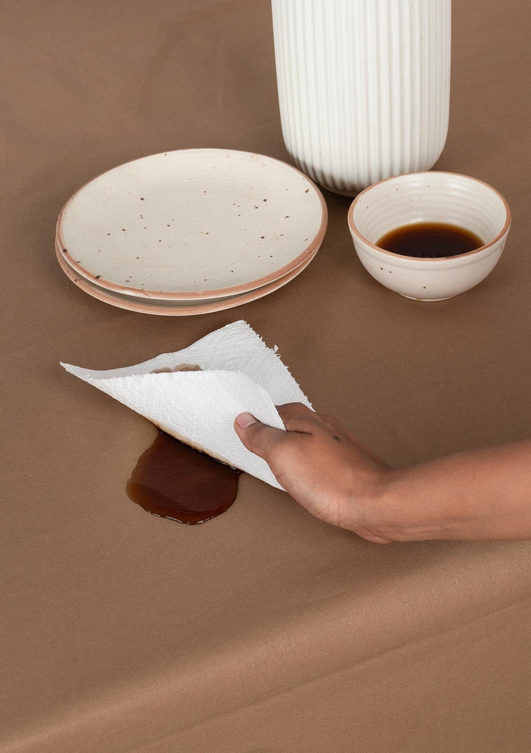Solid Chocolate Brown Spill safe water-resistant coated cotton table cloth | SHOBITAM