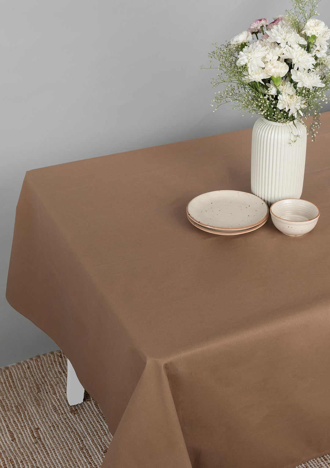 Solid Chocolate Brown Spill safe water-resistant coated cotton table cloth | SHOBITAM