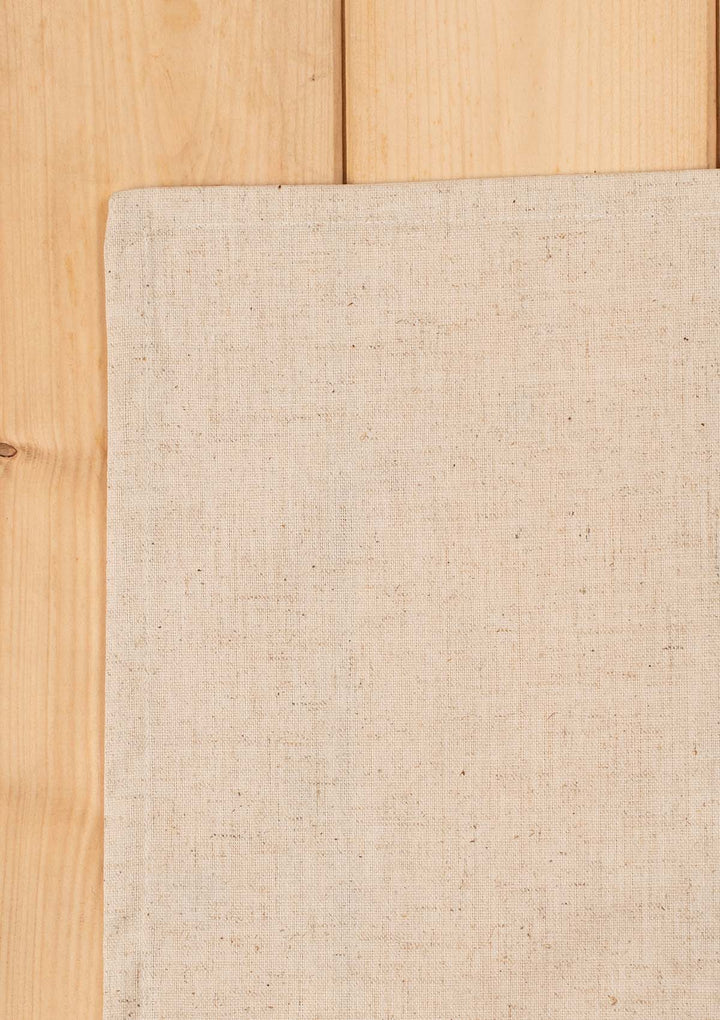 Solid Linen beige Spill safe water-resistant coated cotton table cloth | SHOBITAM