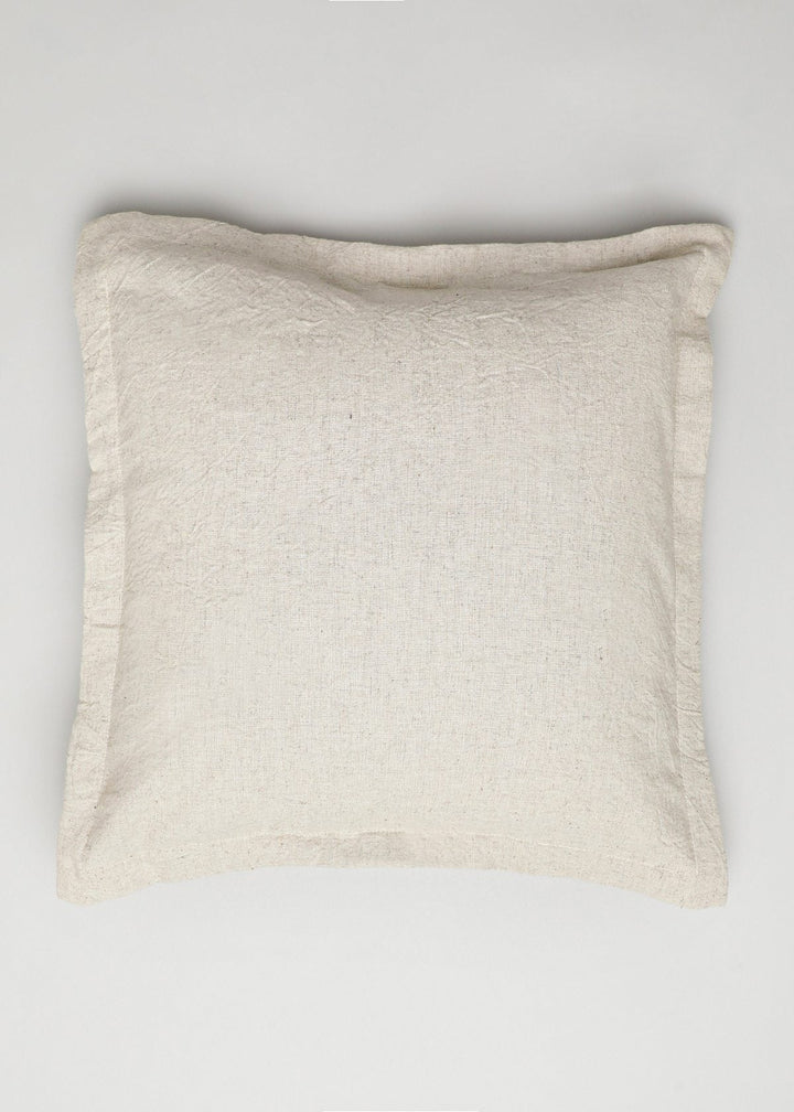 Solid Beige Linen plain cushion cover for sofa | SHOBITAM