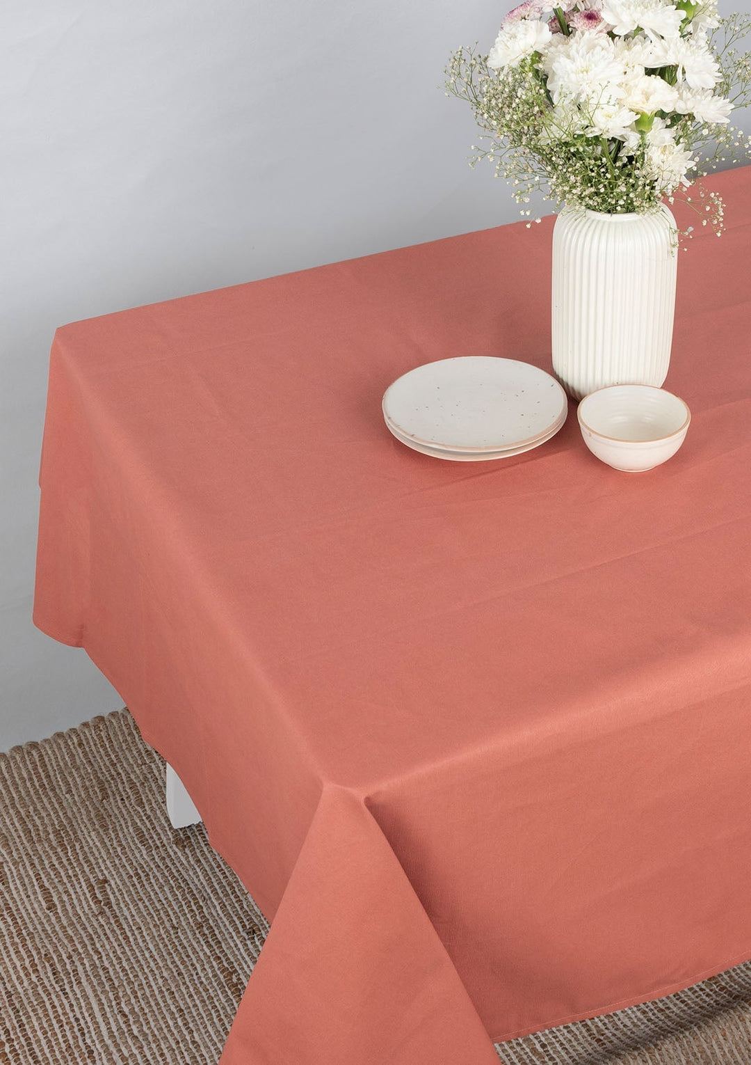 Solid Rust Spill safe water-resistant coated cotton table cloth | SHOBITAM