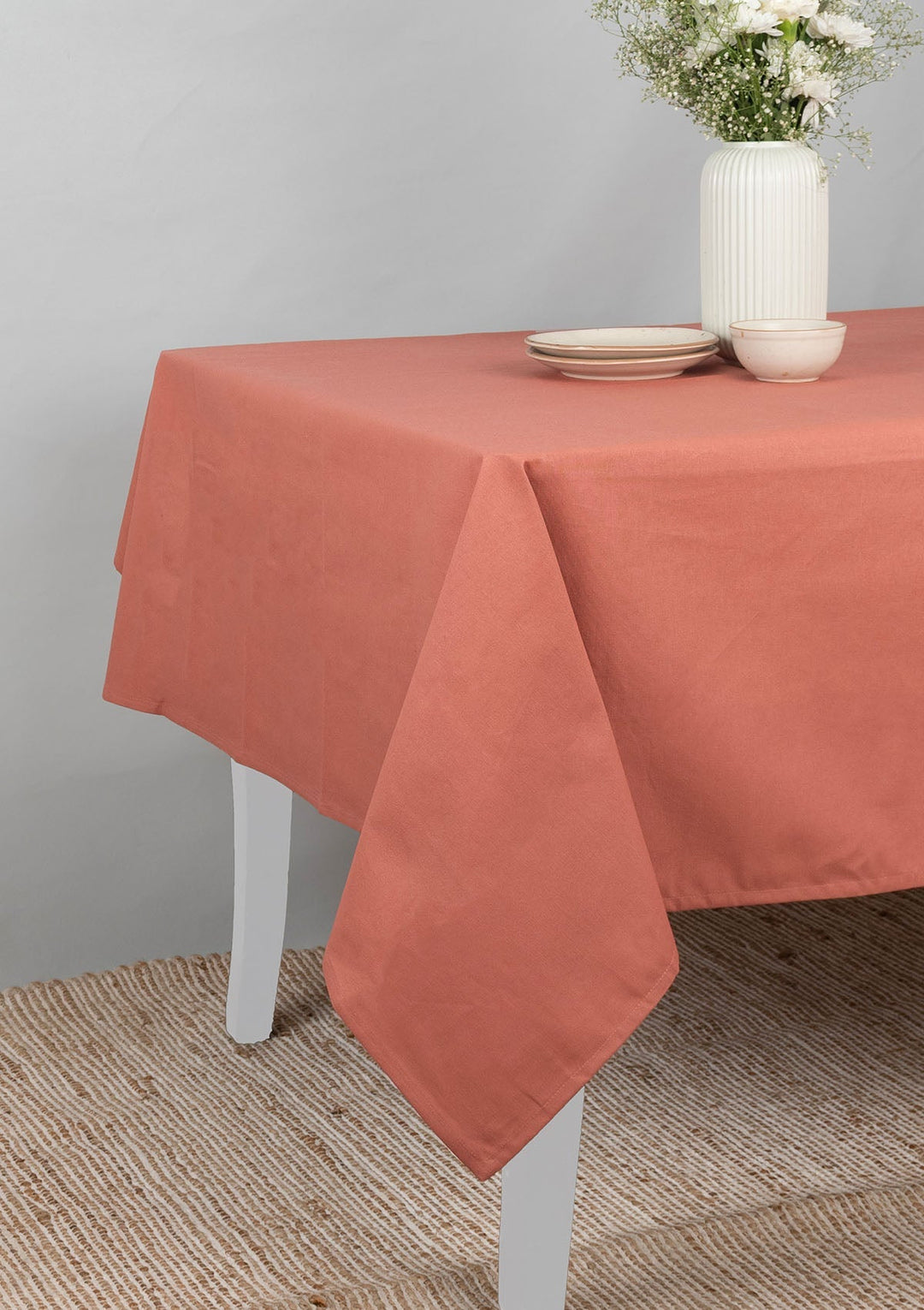 Solid Rust Spill safe water-resistant coated cotton table cloth | SHOBITAM