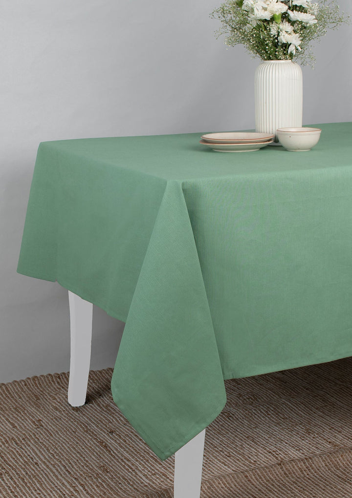 Solid Sage Green Spill safe water-resistant coated cotton table cloth | SHOBITAM