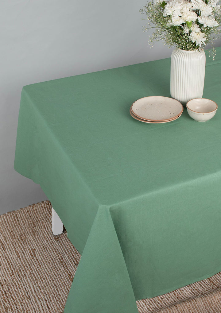 Solid Sage Green Spill safe water-resistant coated cotton table cloth | SHOBITAM