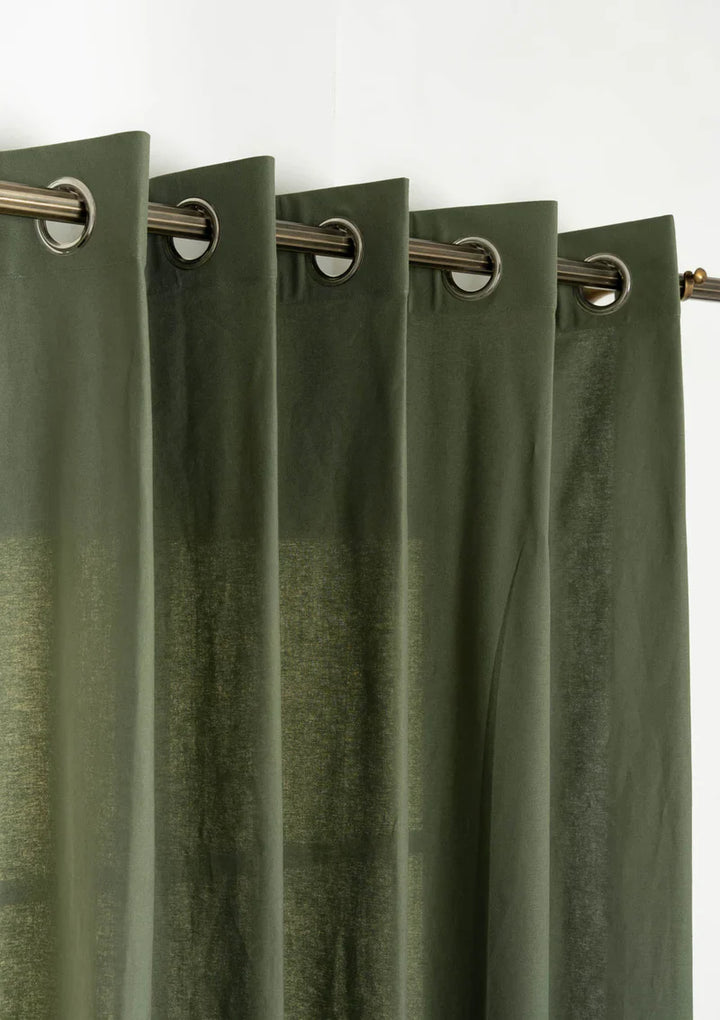 Gray Green 100% cotton plain curtain  - Customizable for size, lining and headers