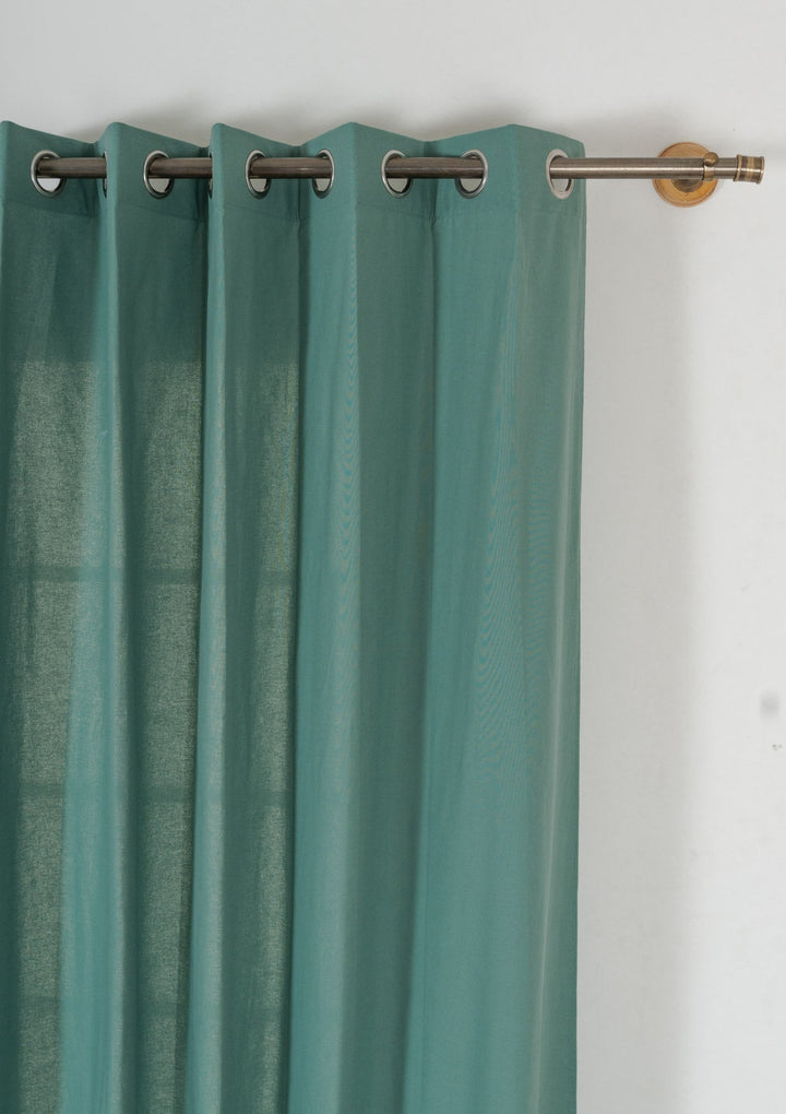 Solid aqua blue 100% cotton plain curtain for bedroom - Room darkening - Single Piece | SHOBITAM