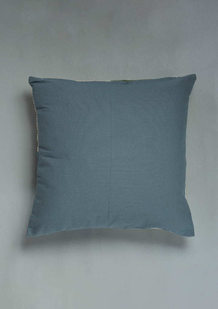 Sora Green & Blue Textured 100% Cotton Cushion Cover For Sofa | SHOBITAM