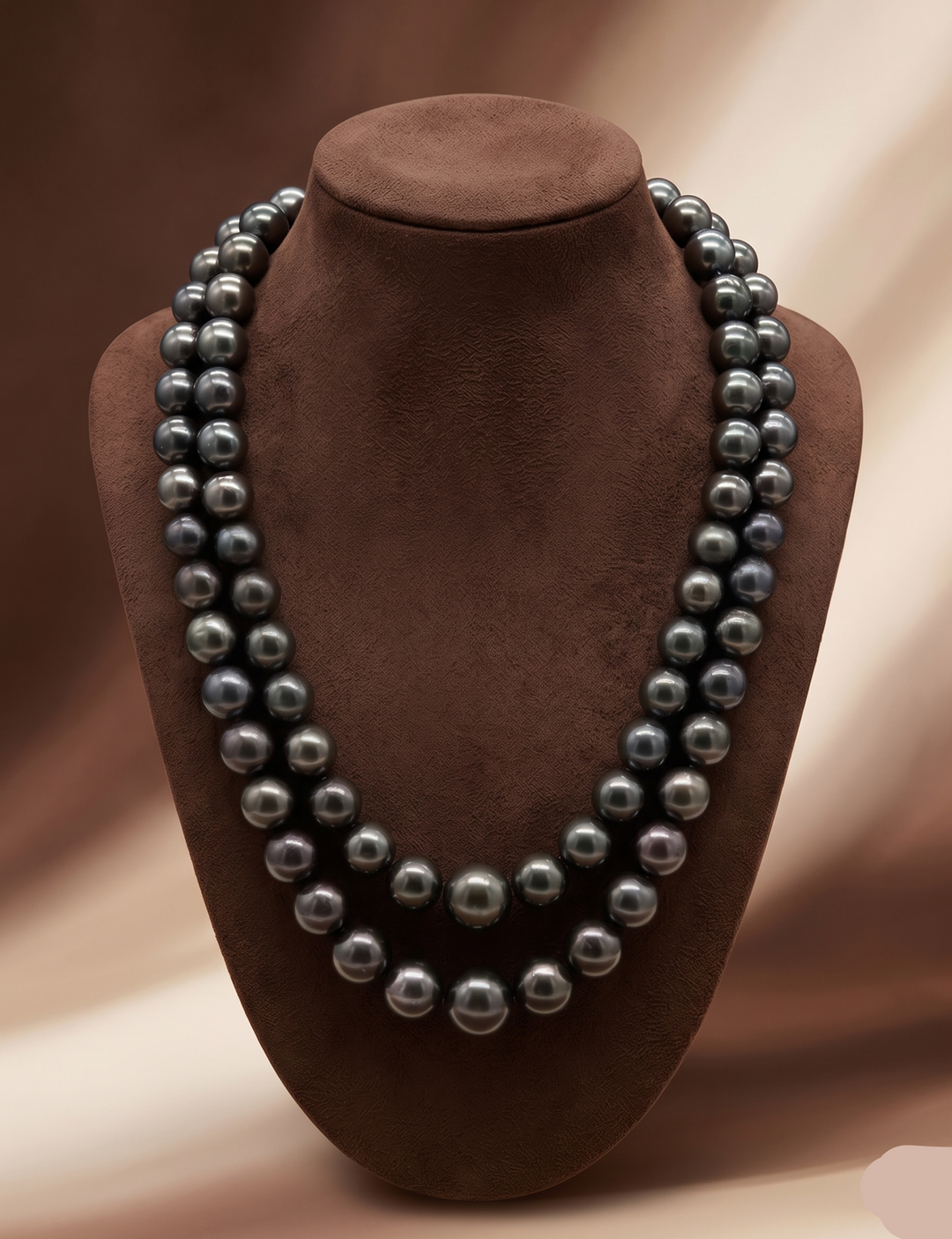 Midnight Prestige South Sea Black Pearl Two-Line Mala | SHOBITAM