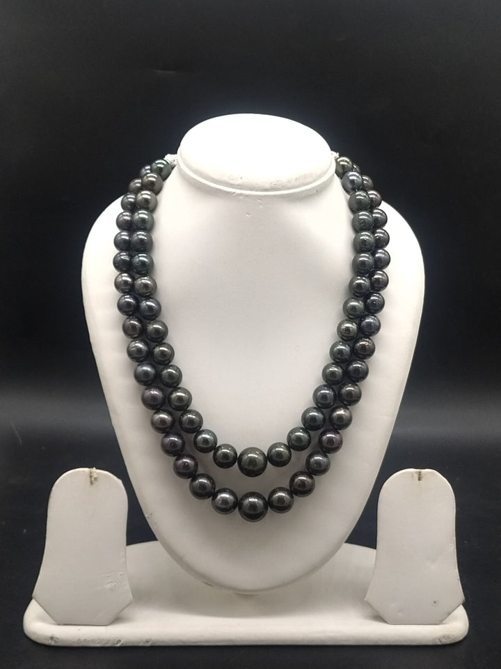 Midnight Prestige South Sea Black Pearl Two-Line Mala | SHOBITAM