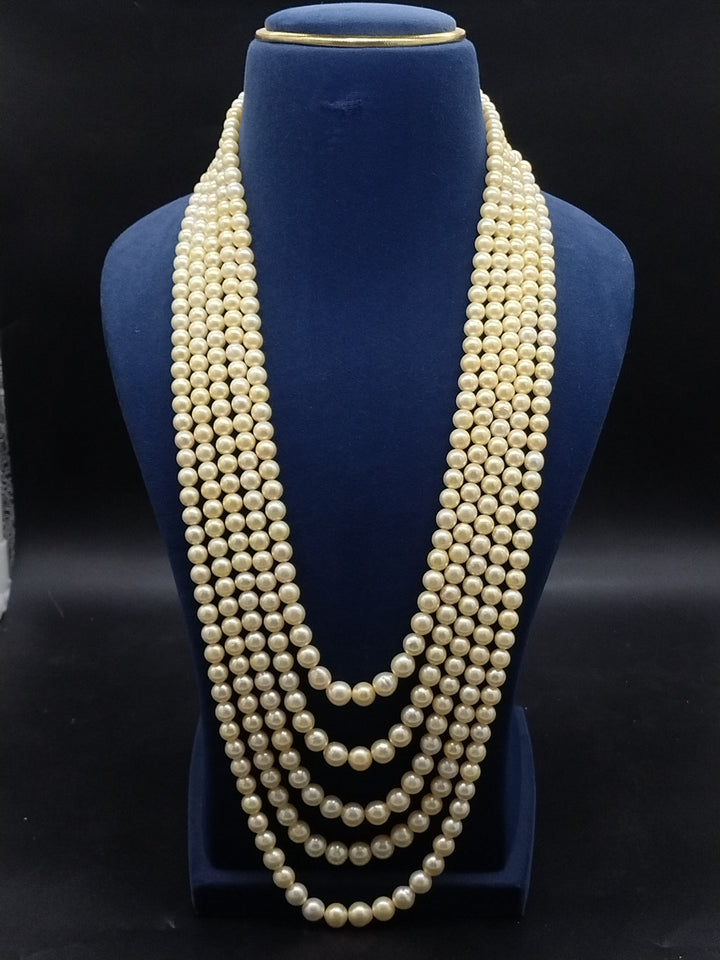 Golden Royale South Sea Pearl Five-Line Mala | SHOBITAM