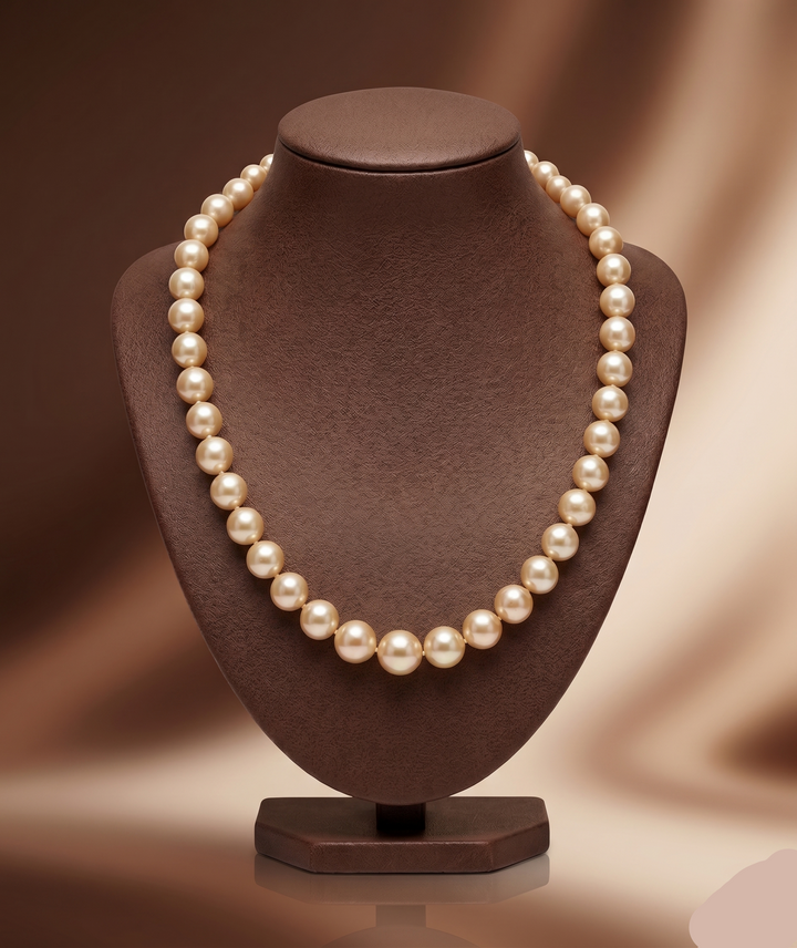 Golden Harmony South Sea Pearl One-Line Mala | SHOBITAM