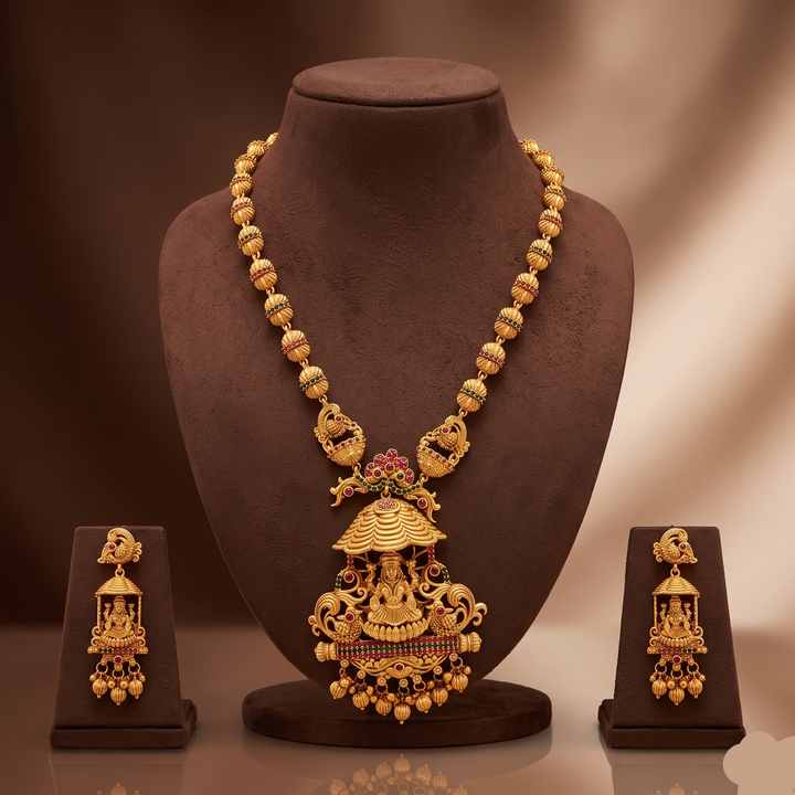 Sri Lakshmi Heritage Temple Necklace Set | SHOBITAM