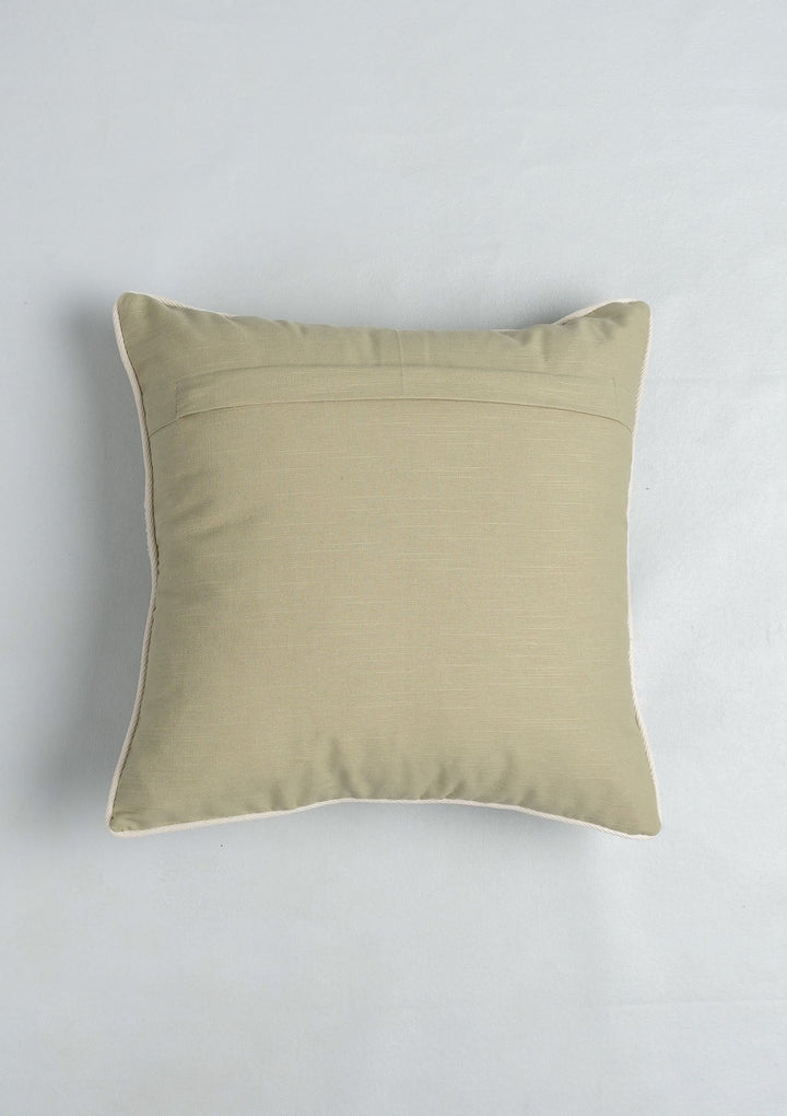 Stella Herb Green Floral Embroidered Cushion Cover for Sofa – 100% Cotton 16" x 16" | SHOBITAM