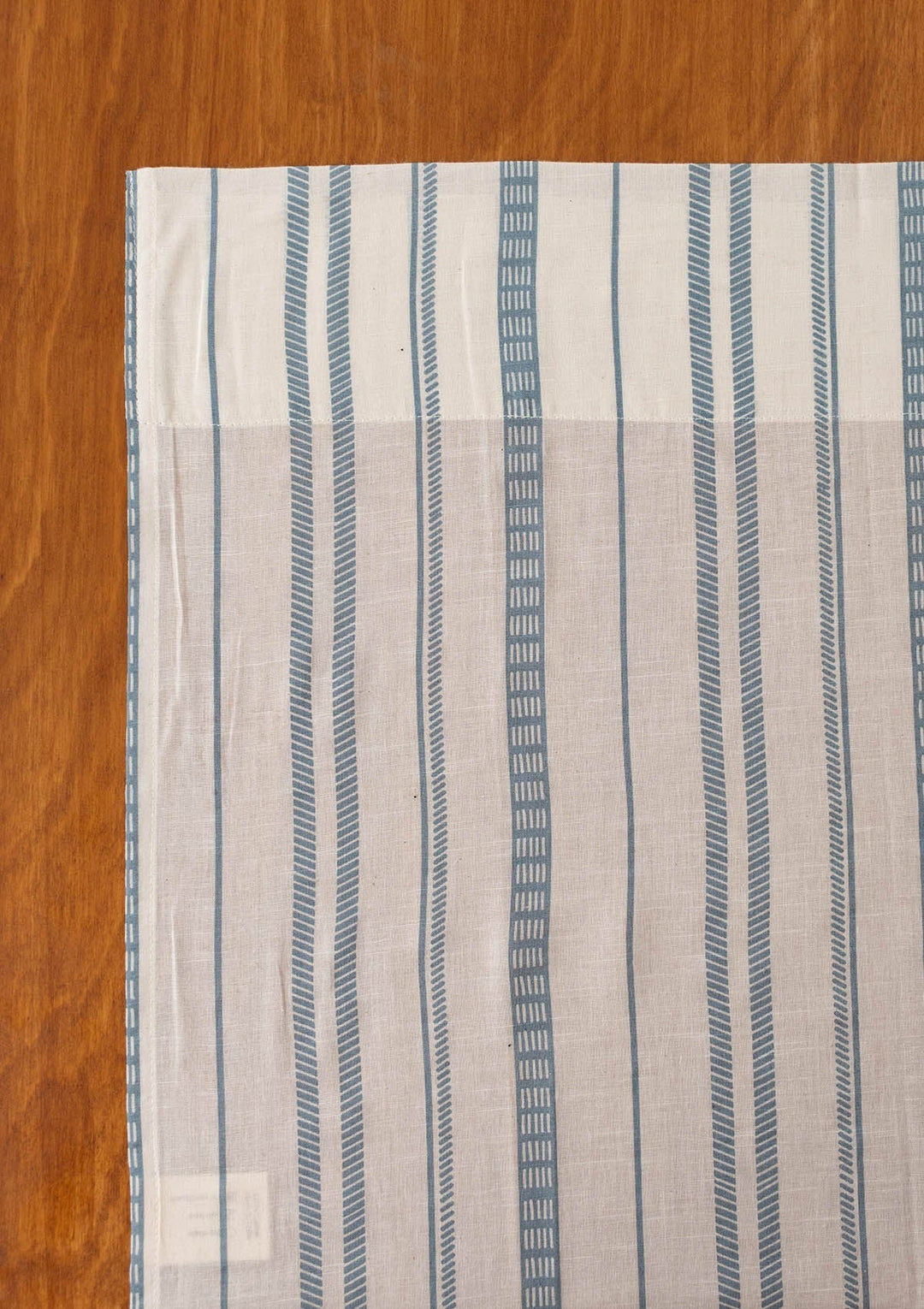 Still Water geometric 100% cotton sheer curtain for living room - Light Filtering - Mist Blue - Single Piece | SHOBITAM