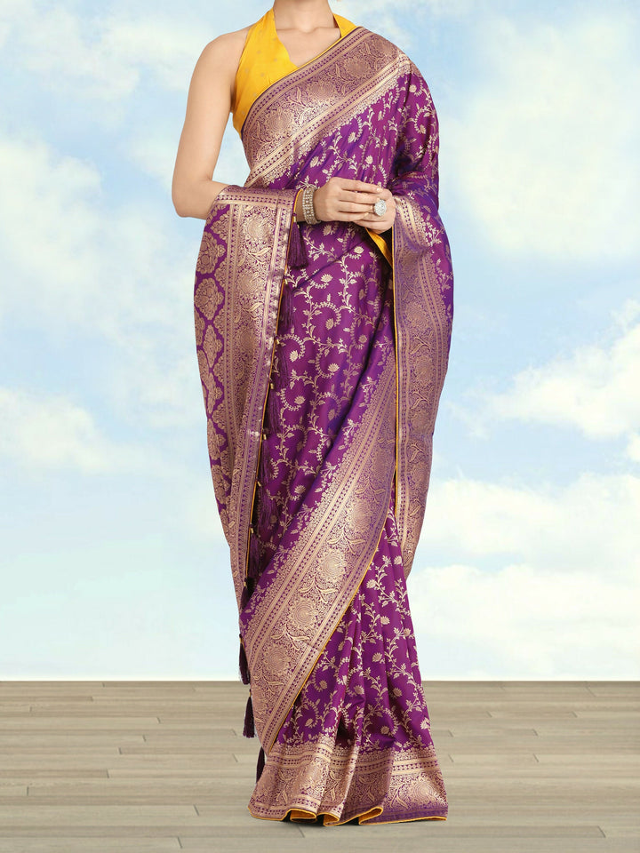 Purple Color Semi Banarasi Silk Saree| Shobitam