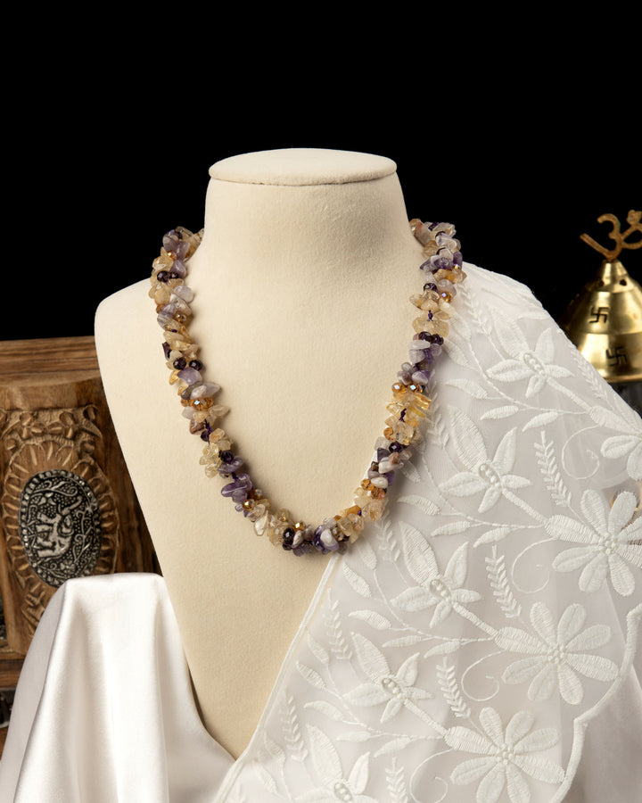 Avaana Autumn Violette- Citrine and Amethyst with Crystals Mala | SHOBITAM