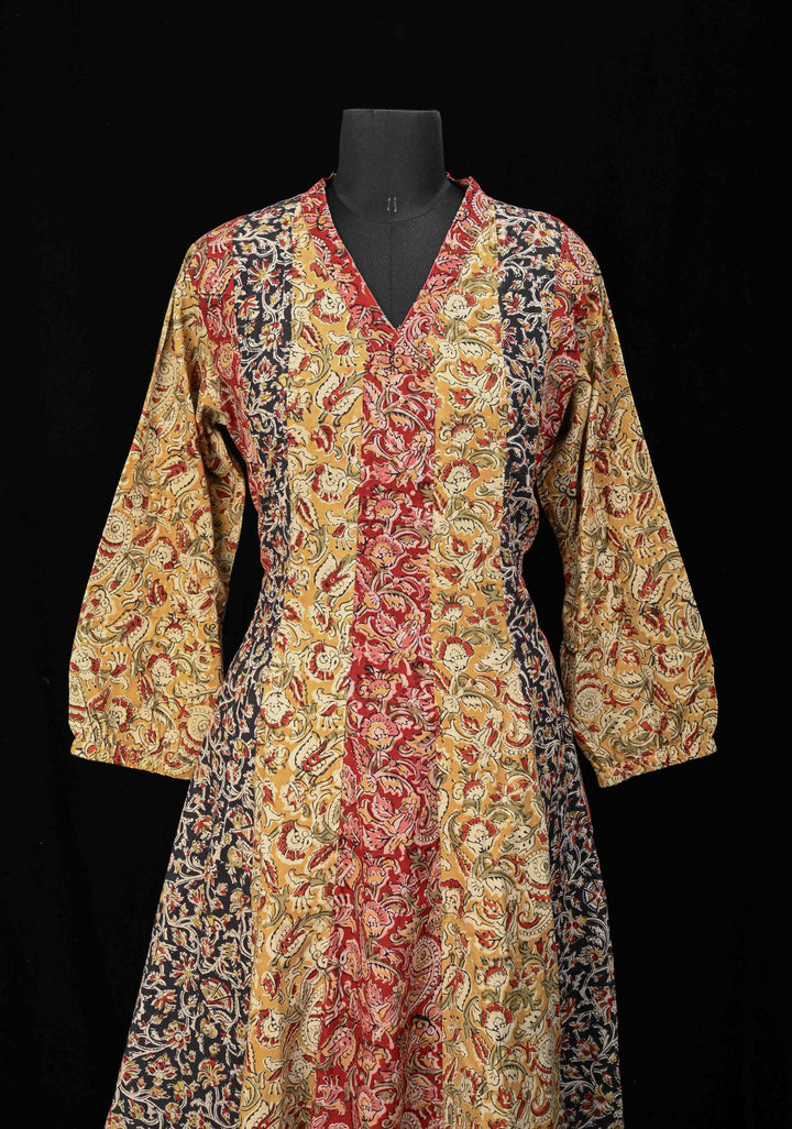 Multicolor Pure Cotton Anarkali with Floral Hand Block Print  - 2 Peice Set