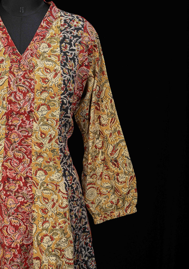Multicolor Pure Cotton Anarkali with Floral Hand Block Print  - 2 Peice Set