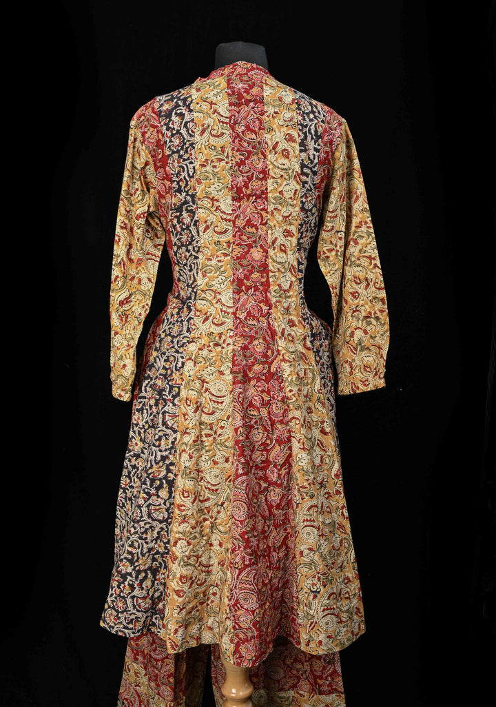 Multicolor Pure Cotton Anarkali with Floral Hand Block Print  - 2 Peice Set