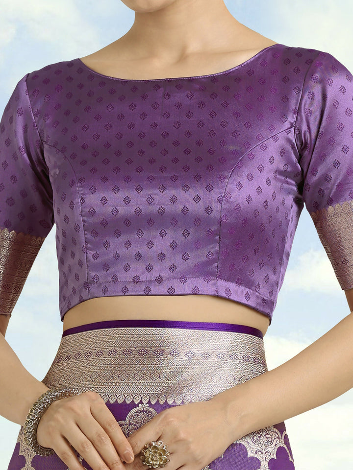 Purple Banarasi Satin Silk Saree