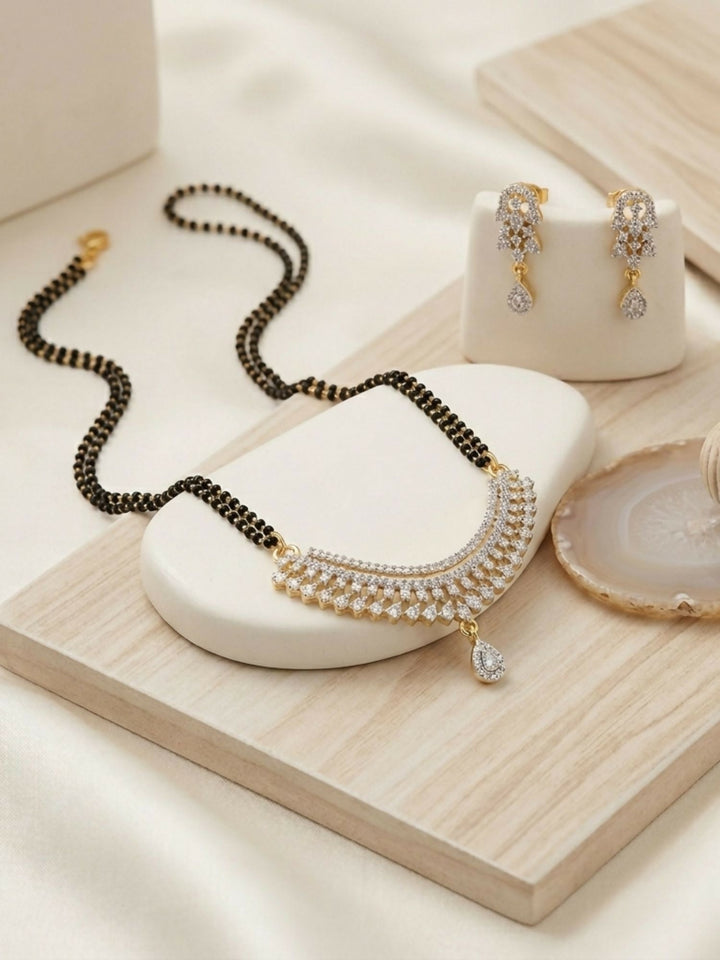 unique Wedding Inspired Long Diamond Mangalsutra | SHOBITAM