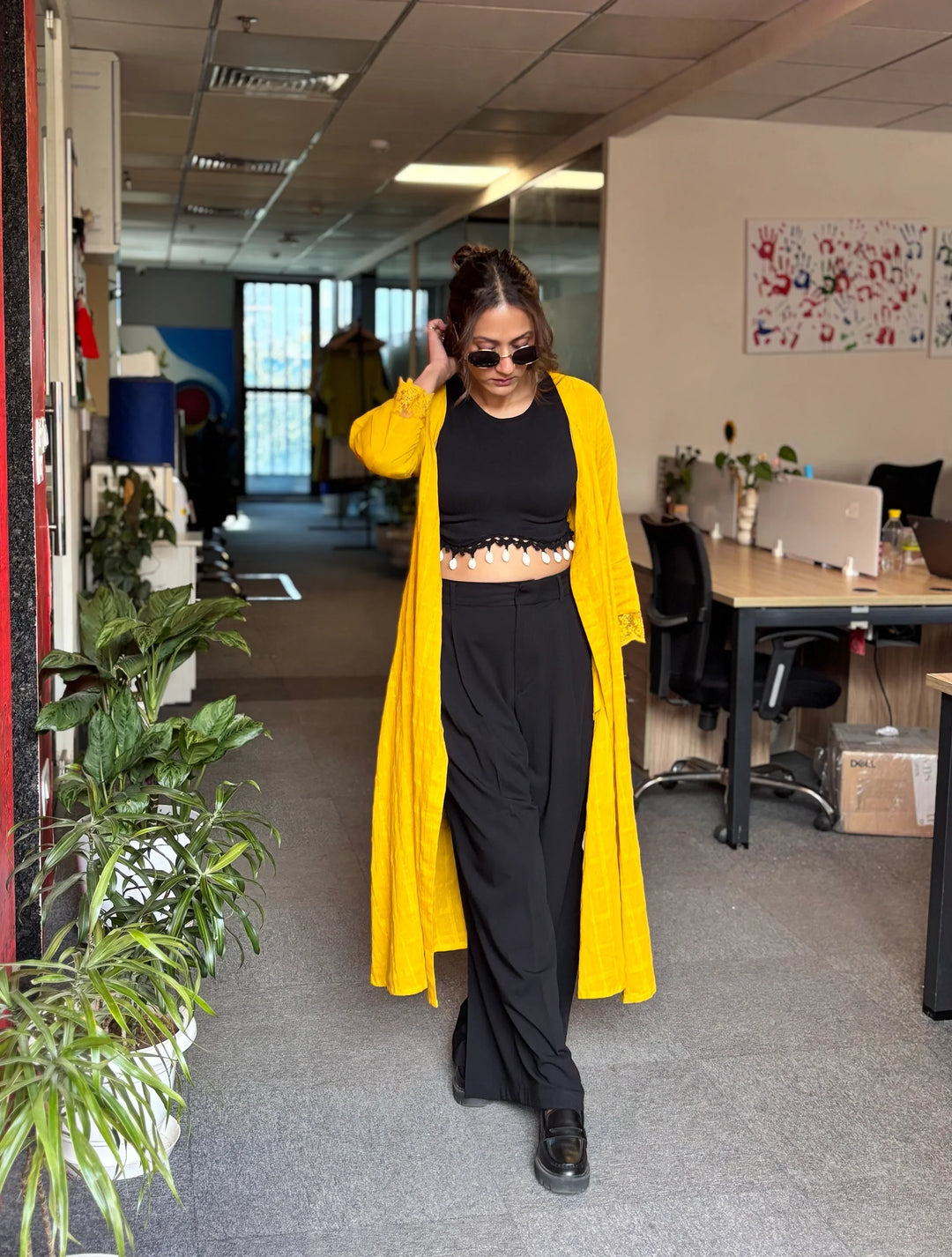 Mustard Cotton Dobby Kurta Set | SHOBITAM