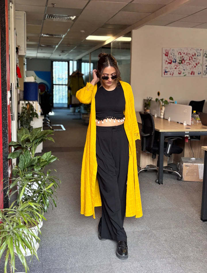 Mustard Cotton Dobby Kurta Set | SHOBITAM