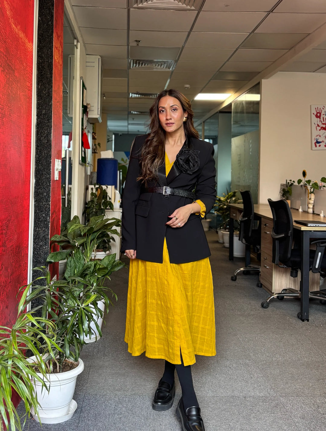 Mustard Cotton Dobby Kurta Set | SHOBITAM