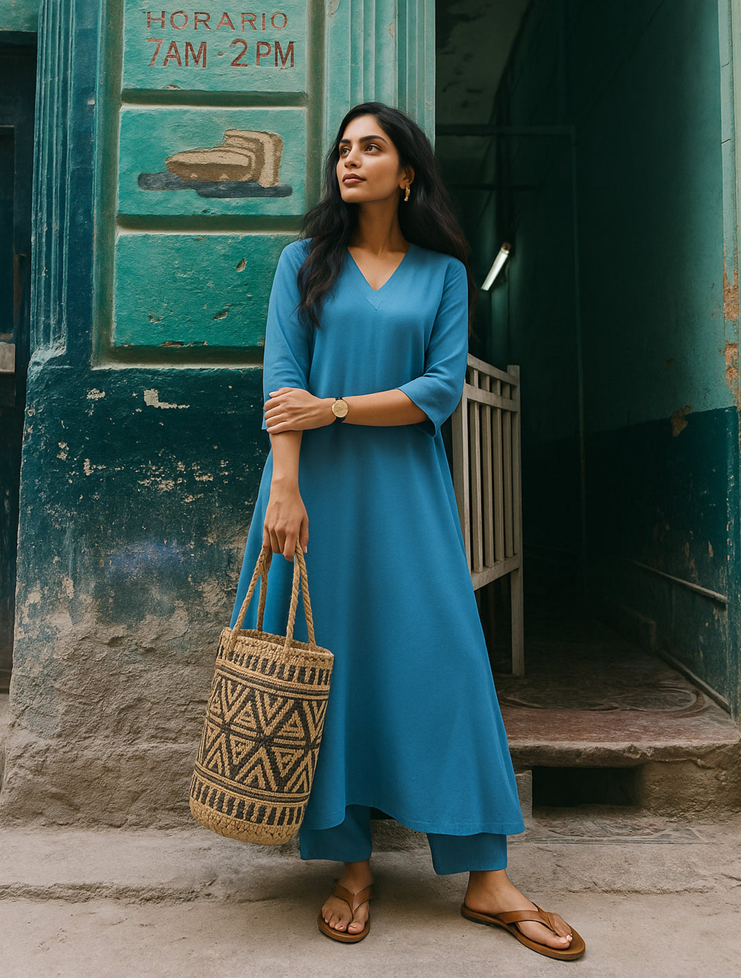 Blue Viscose Kurta Pant Set | SHOBITAM