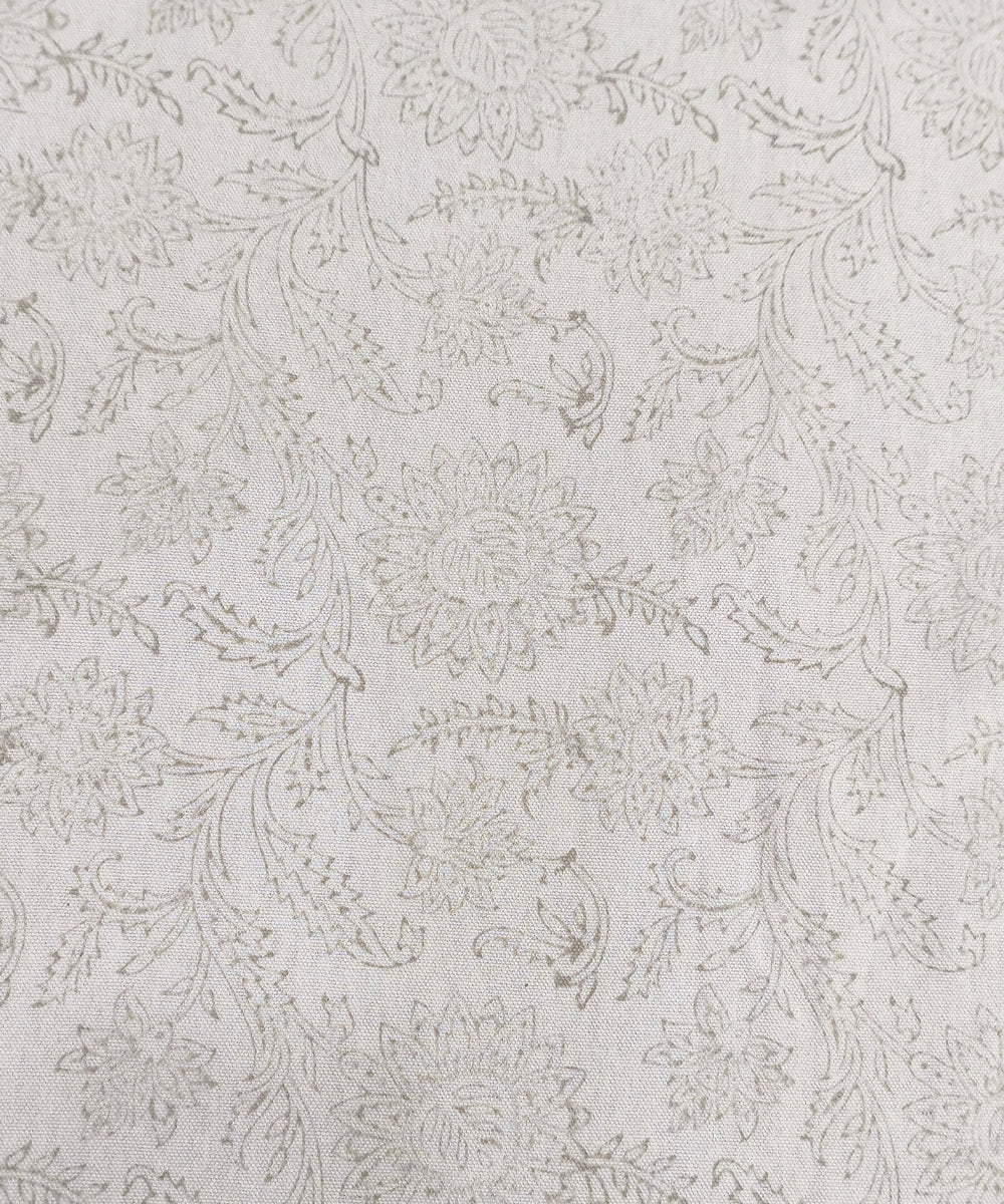 92" X 60" 6 Seater Hand Block Printed Off white, Grey & Pink Cotton Table Cloth
