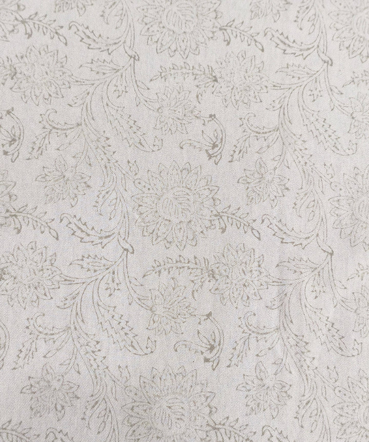 92" X 60" 6 Seater Hand Block Printed Off white, Grey & Pink Cotton Table Cloth