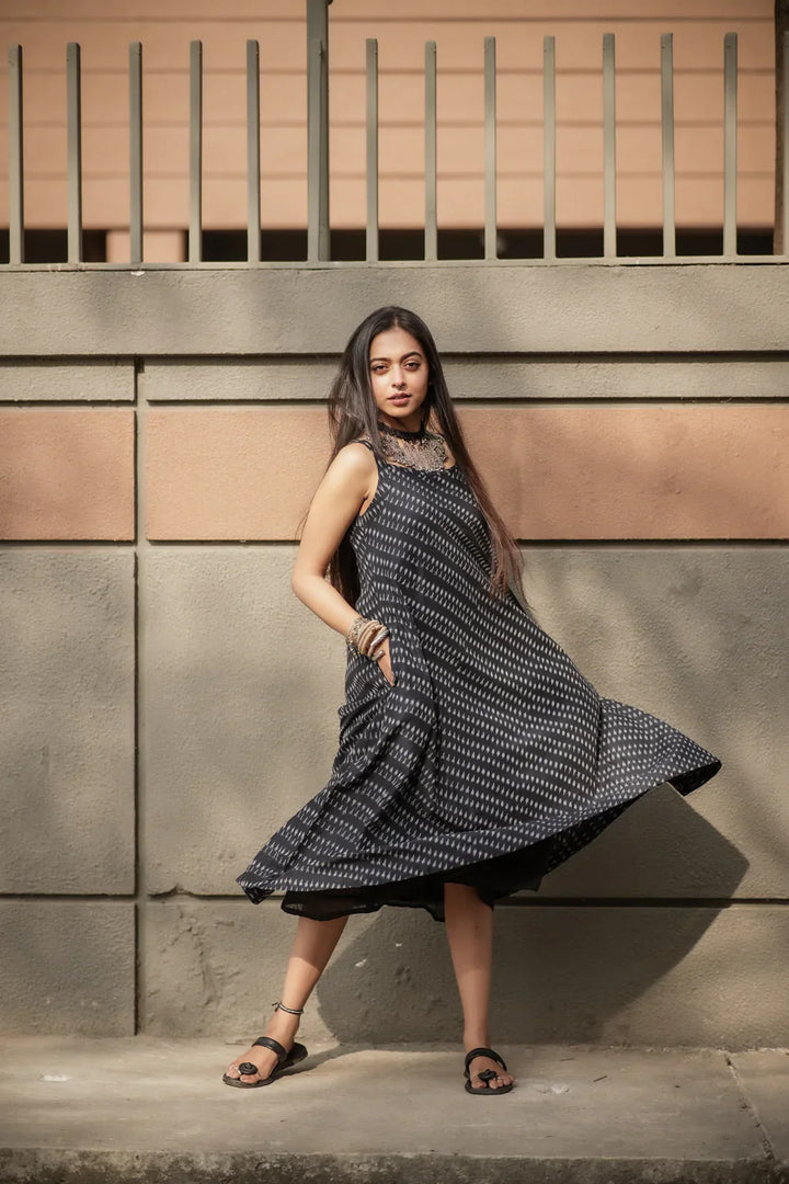 Twilight Ikkat Cotton Dress | SHOBITAM
