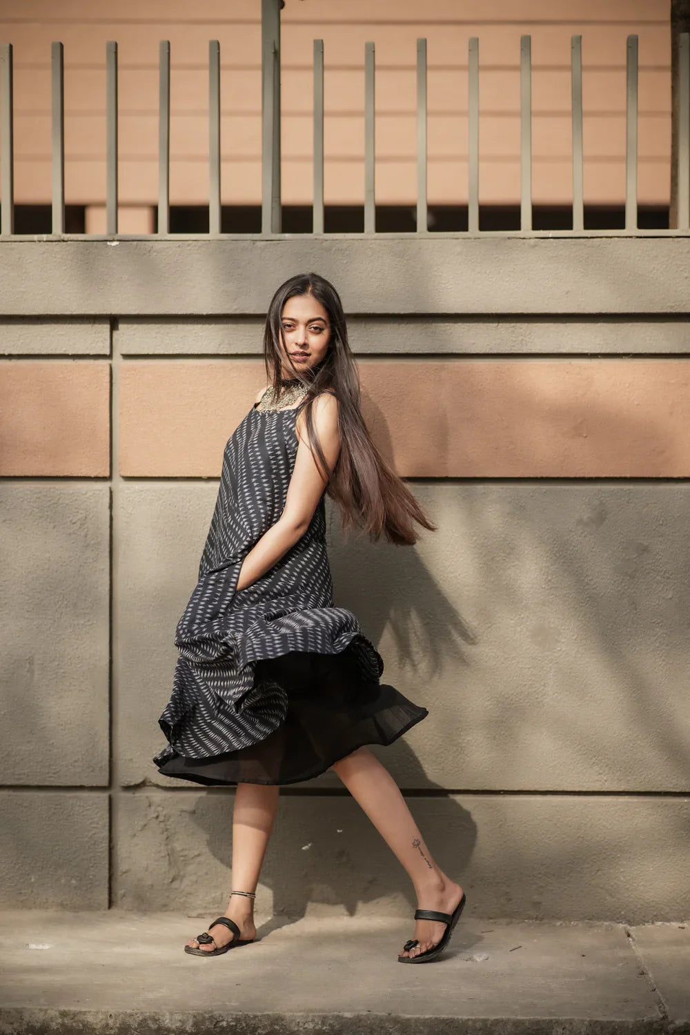 Twilight Ikkat Cotton Dress | SHOBITAM