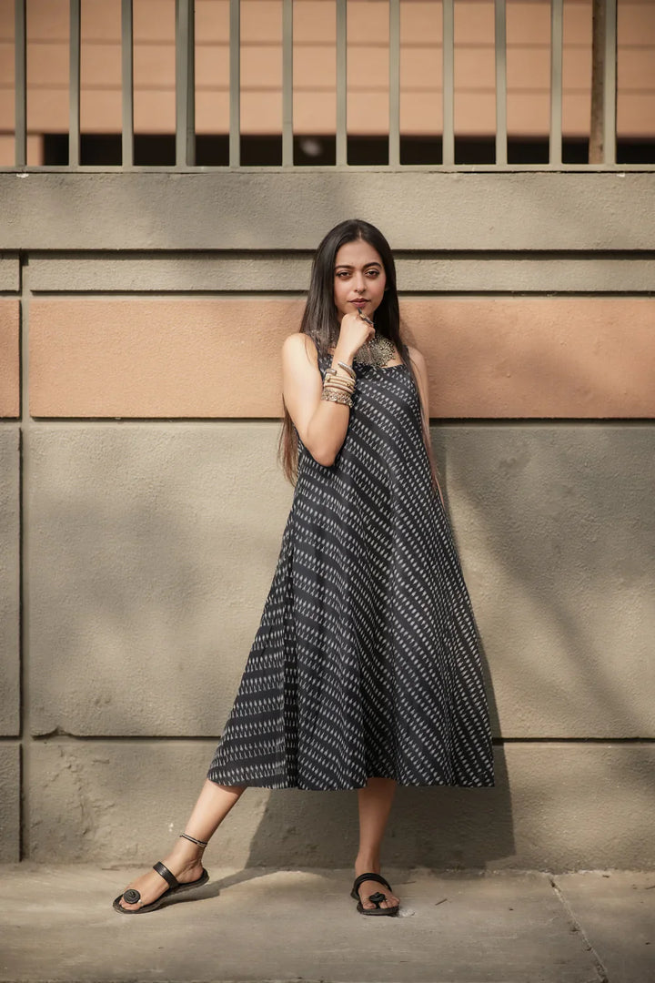 Twilight Ikkat Cotton Dress | SHOBITAM