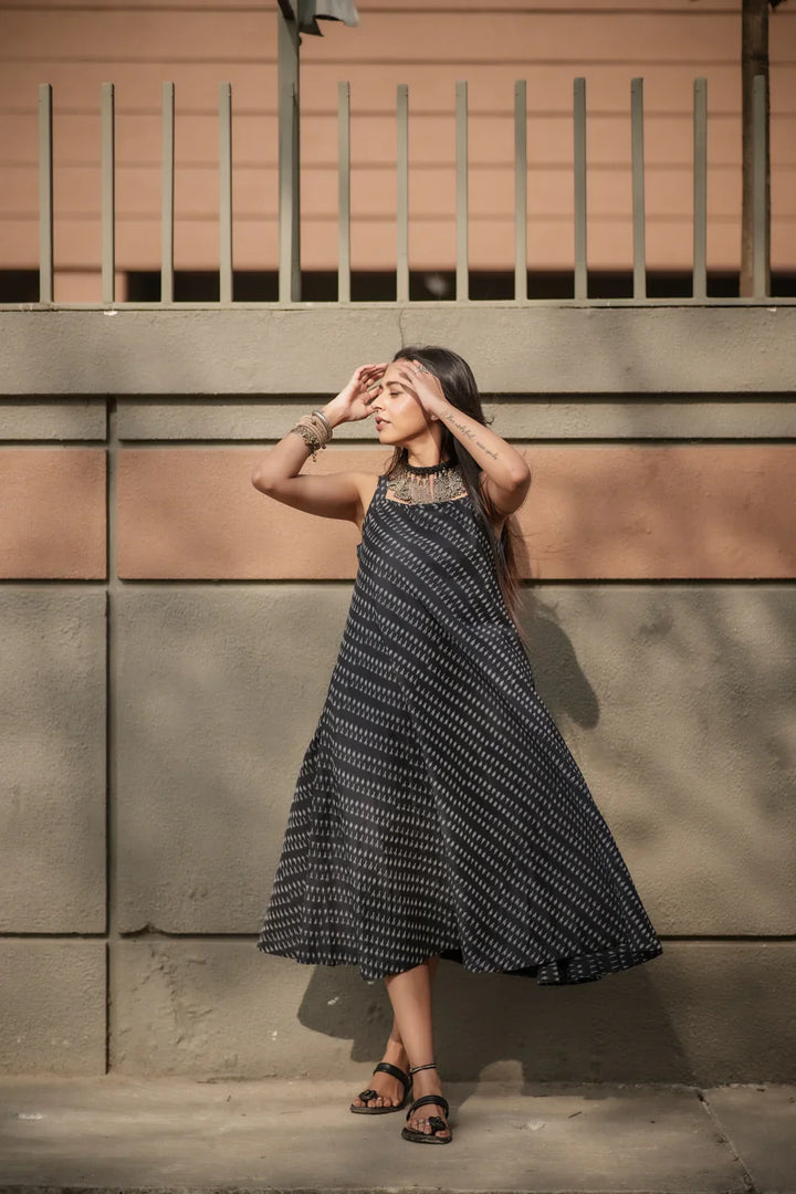 Twilight Ikkat Cotton Dress | SHOBITAM