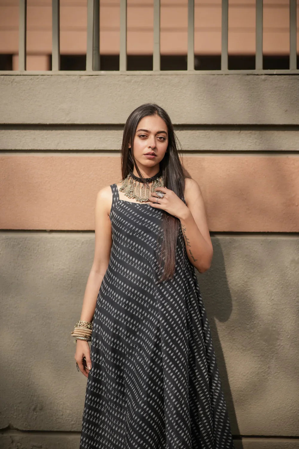Twilight Ikkat Cotton Dress | SHOBITAM