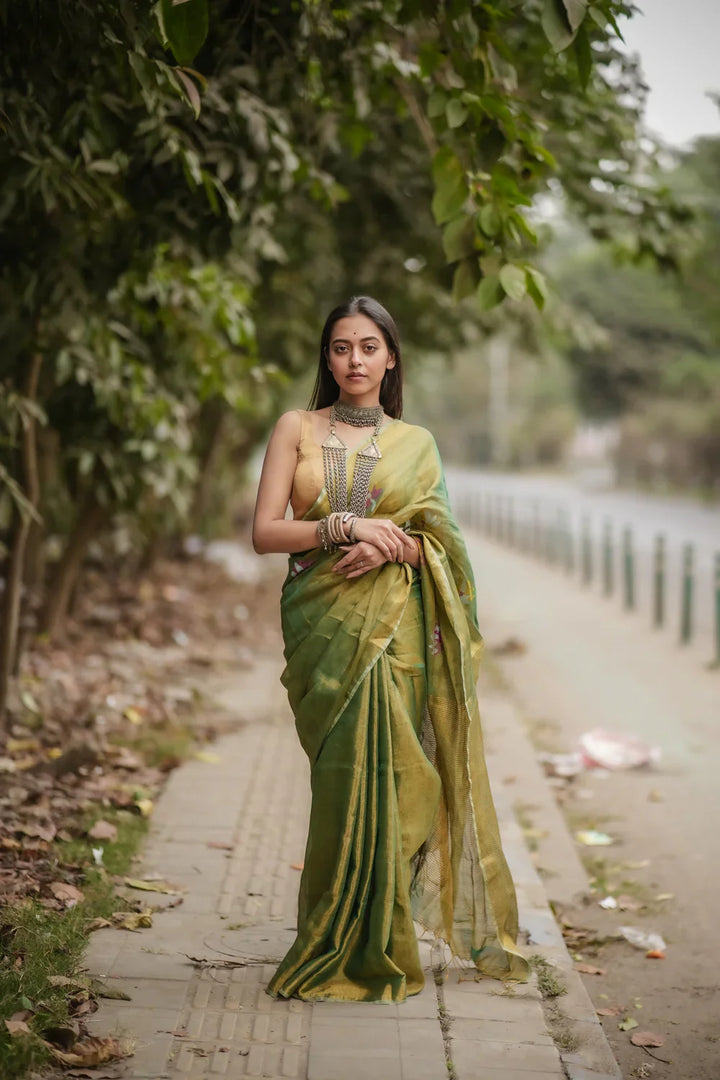 Gold Tissue Blouse | SHOBITAM