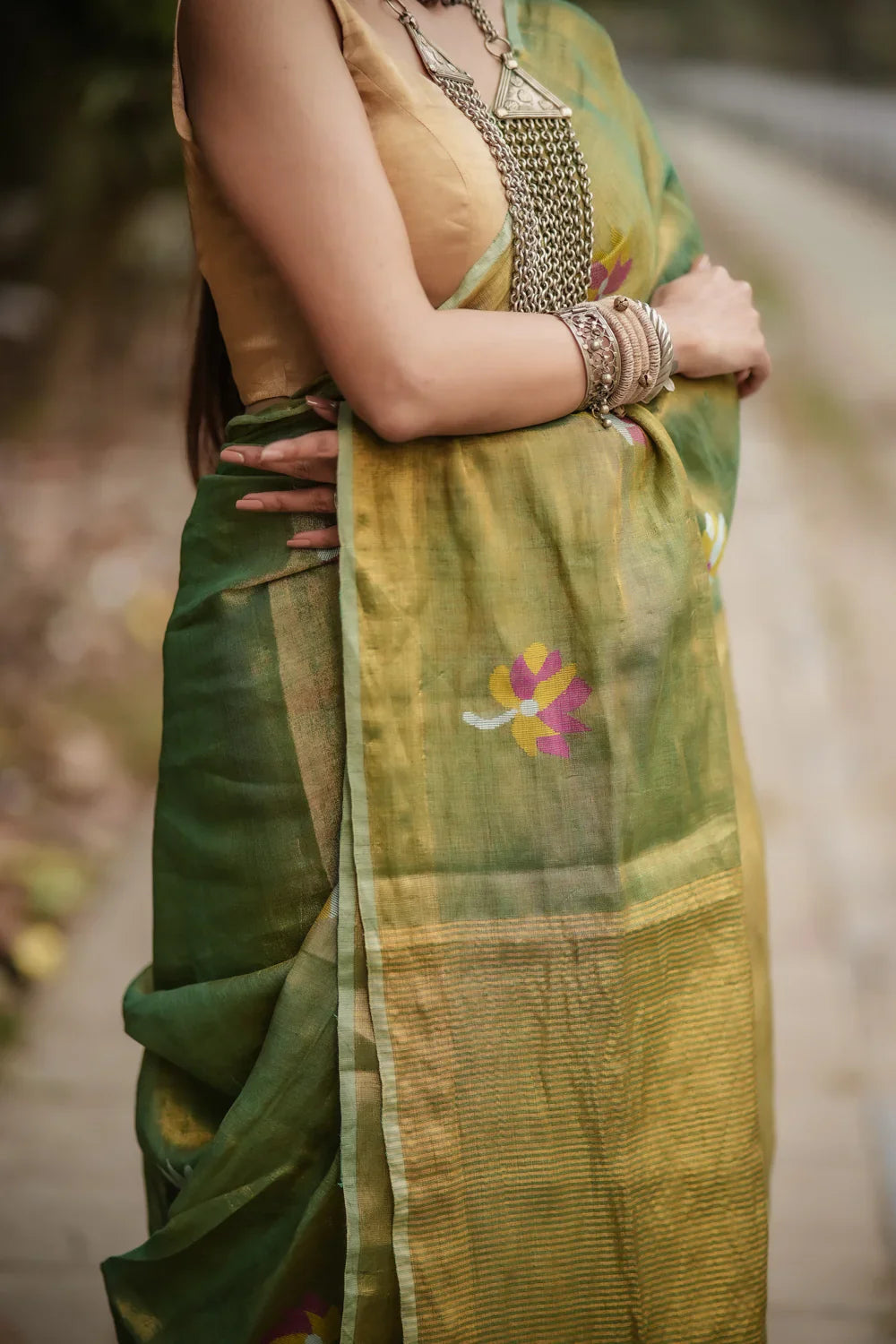 Gold Tissue Blouse | SHOBITAM