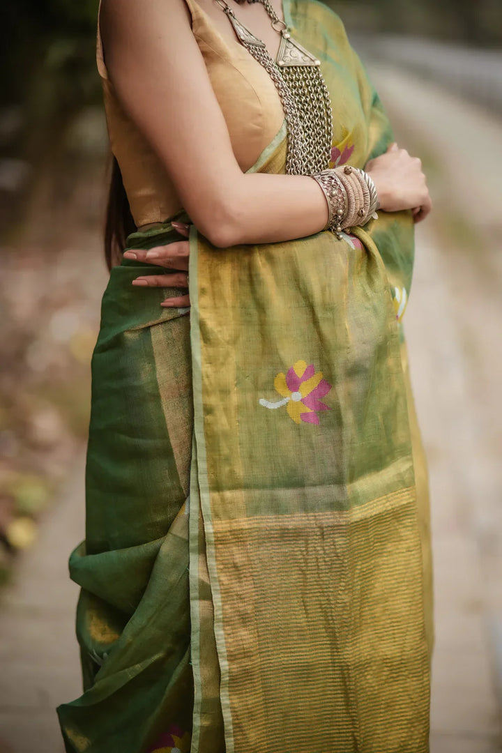 Gold Tissue Blouse | SHOBITAM