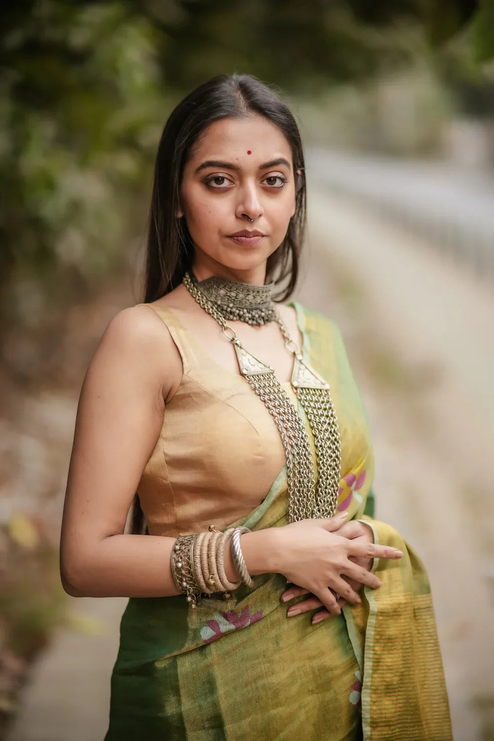 Gold Tissue Blouse | SHOBITAM