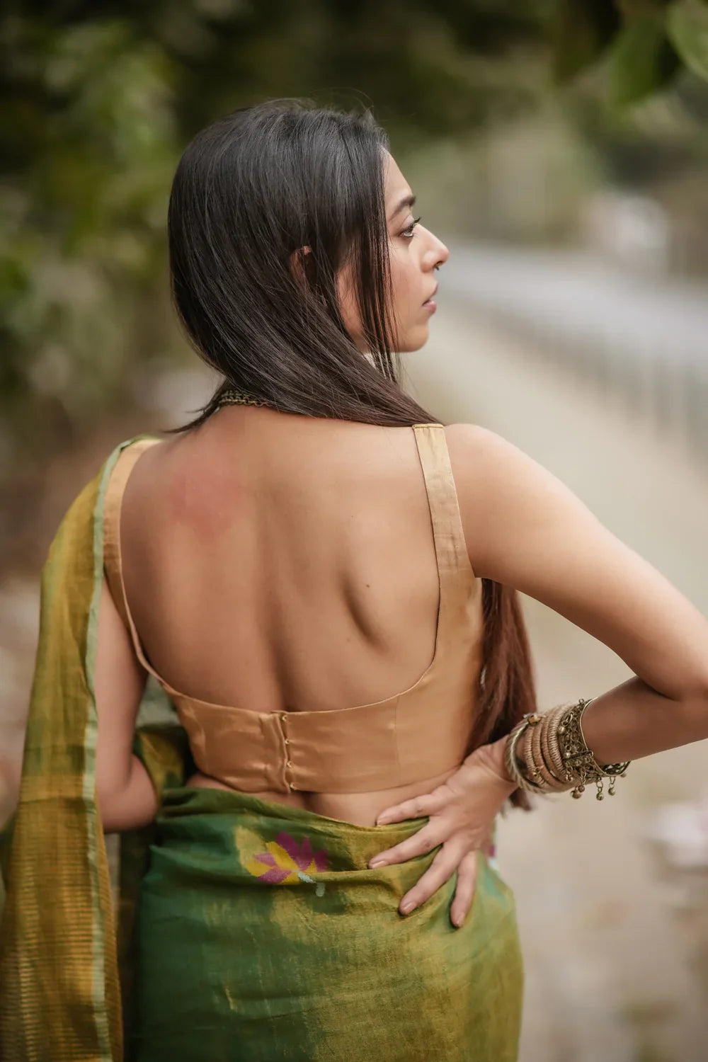 Gold Tissue Blouse | SHOBITAM